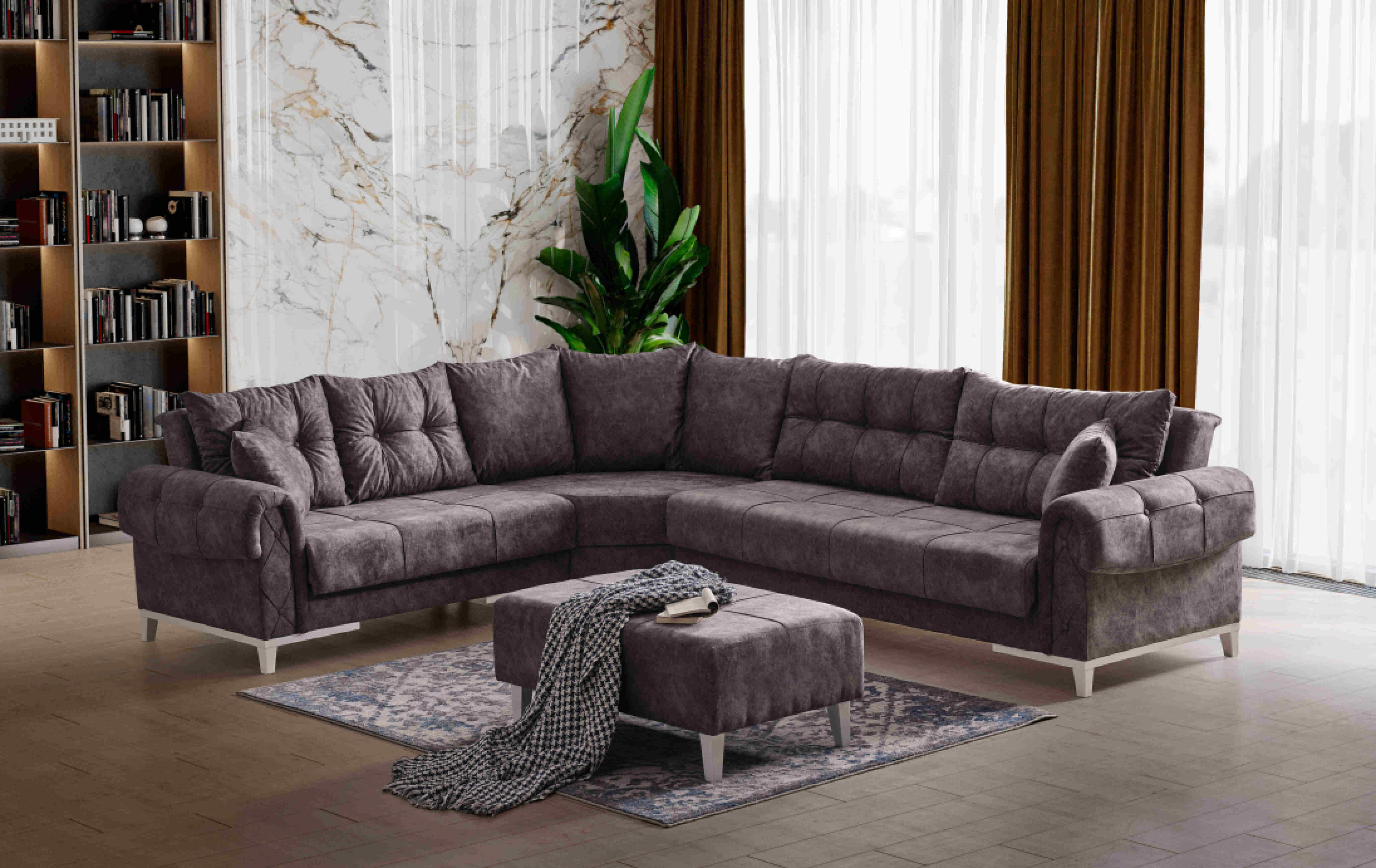 MARIA GREY FABRIC ( Sofa Reversible Sectional )