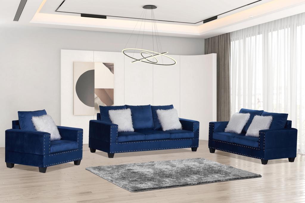 SILVY BLUE VELVET ( 3 pcs Sofa)